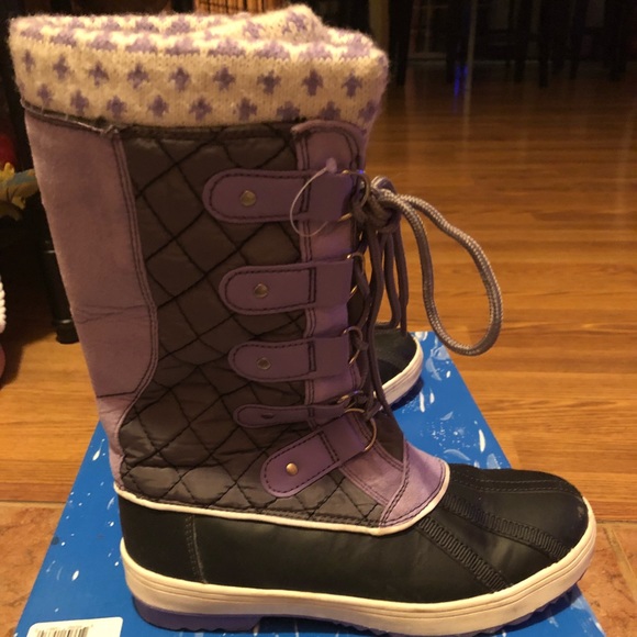 Girls Purple Totes Winter Boots Gently Used SZ 3 - Picture 2 of 8